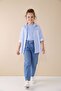 Blue Striped Shirt and Badi Girl's 3-Piece Set with Trousers 23508 - 5