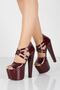 Burgundy Patent Leather Design Platform 19 cm Lace-Up Shoes - 2