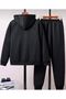 Basketball Silhouette Printed Tracksuit Set – Hooded Zippered Sweat Jacket & Jogger Sweatpants - 2