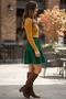 Belmando Viscose Patterned Elastic Waist Green Mini Women's Skirt - 2