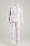 Girl's Velvet Fleece Teddy Bear Pattern Pajama Set 240525 Ecru02 - 2