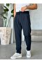 Corduroy Pleated Jogger Pants Navy Blue - 3
