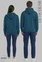 Dear Couple Combination Stitch and Angel Printed Hoodie Hooded Fleece-Lined Oversized Sweatshirt 2-Piece Set - 2