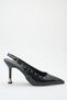 Black Patent Leather Trok Detailed Women's Heeled Shoes - 4