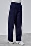 Navy Blue Palazzo Wide Leg Woven Trousers - 5