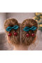 Girl's Cherry Figured Bow Rubber Buckle Set of 2 - 2