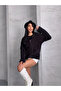 Zippered Hooded Black Fleece Sweatshirt - 2
