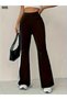 Women's High Waist Flared L Stretch Fabric Diving Tights Pants with Stripe on the Sides - 2