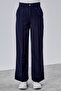 Navy Blue Palazzo Wide Leg Woven Trousers - 2