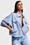 Women's Blue Color Oversized Pocket Detailed Special Design Denim Jacket