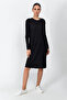 Thick Corded Fabric Ribbed Knit Pocket Long Tunic Dress - 5