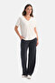Black Pocketed Basic Modal Pants - 4