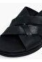 Men Leather Cross Strap Sandals - 4