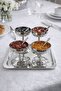 Stainless Steel 4-Piece Pedestal Bowl Set + 1 Tray – Luxury Tray Serving Set - Breakfast Jam Set - 6