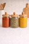 Set of 3 Borosilicate 650ml Jars with Bamboo Gasket Lid Kw-766