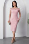 Strapless Neckline Chest Sleeve Beaded Detail Evening Dress 7652 - 3