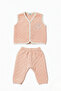 Baby Cotton Embroidered Colorful Quilted Y Vest Set Double Set - 2