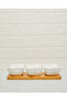 White Square Bowl With Bamboo Tray (4 Piece) - 2