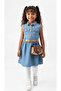 Girl's Denim Bag Belted Zero Sleeve Dress - 2