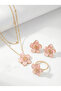 Color Sakura Blossom Necklace Earrings Ring Set in Gift Box Valentine's Day Special
