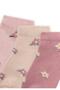 Triple Floral Patterned Children's Booties Socks 5-12 Years Old Sand, Powder, Dusty Rose - 2