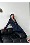 Women's Belted Blazer Jacket Fabric Trousers Set - 2