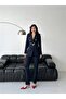 Women's Belted Blazer Jacket Fabric Trousers Set - 8