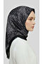 Wool Scarf with Leaf Pattern - Black / Grey - 4