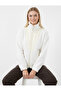 Luxury Textured Collar Detailed White Women's Plush Coat - 5