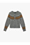 Long Sleeve Crew Neck Ethnic Patterned Knitwear Cardigan - 3