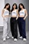 Three Pieces Black Gray Navy Blue Comfortable Fit Baggy Trackpants - 3