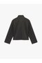 Long Sleeve Mock Neck Pocket Detailed Buttoned Crop Jacket - 4