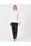 Luxury Textured Collar Detailed White Women's Plush Coat - 7