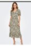 Bohemian Khaki Patterned Viscose Dress