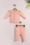Powder Ruffle Buttoned Cardigan Knitwear Girls Set Cotton 3-6 6-9 9-12