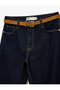Normal Waist Cotton Belted Straight Leg Denim Trousers - Straight Fit Jean - 3