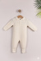 Beige girl boy knitted jumpsuit with collar |   0-3, 3-6, 6-9 month baby overalls - 3