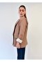 Premium Shawl Collar Foldable Sleeve Detailed Milk Coffee Jacket - 4