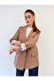 Premium Shawl Collar Foldable Sleeve Detailed Milk Coffee Jacket - 5