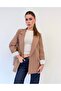 Premium Shawl Collar Foldable Sleeve Detailed Milk Coffee Jacket - 2