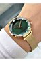 Special Design Steel Mesh Band Gold-Green Color Women Wristwatch Lc08078Mr - 4