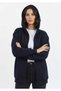 Sweatshirt Hooded Zippers Navy Blue Thick 2 Threads