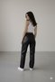 Women's High Waist Loose Faux Leather Wide Leg Pants Black - 3