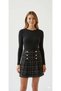 Black a Quality Pleated Skirt with Metal Buttons, Short Pique Over-The-Knee Skirt (Order One Size Larger) - 6