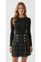 Black a Quality Pleated Skirt with Metal Buttons, Short Pique Over-The-Knee Skirt (Order One Size Larger) - 2