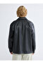 Black Comfortable Fit Leather-Look Men's Shirt Jacket - 4