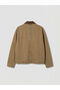 Beige Comfortable Fit Velvet Collar Men's Jean Jacket - 6