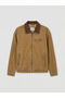 Beige Comfortable Fit Velvet Collar Men's Jean Jacket - 5