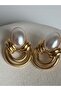 Gold Color Pearl Earrings (3.2 cm) - 2