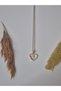 Women's Gold Color Zircon Stone Heart and Moon Star Detailed Necklace - 2